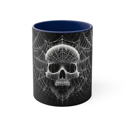 Spider Web Human Skull goth Coffee Mug, 11oz