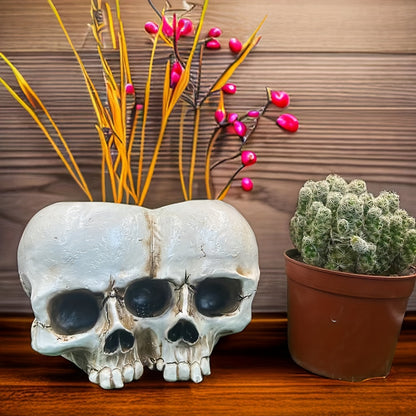 Human Skull Flower Pot Decoration