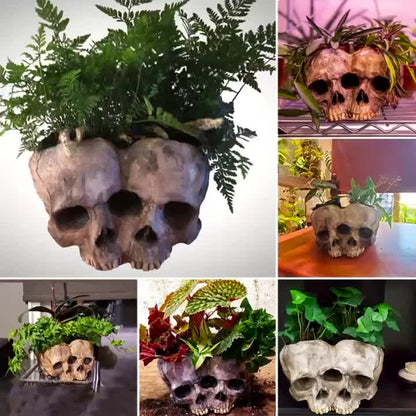 Human Skull Flower Pot Decoration