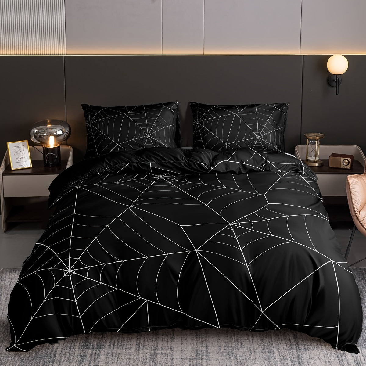 3pcs Duvet Cover Set (1*Duvet Cover + 2*Pillowcase, Without Core), Spider Web Digital Print Bedding Set, Soft Comfortable Duvet Cover, For Bedroom, Guest Room