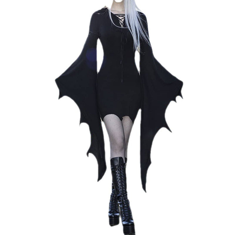 Gothic Batwing Sleeve Dress